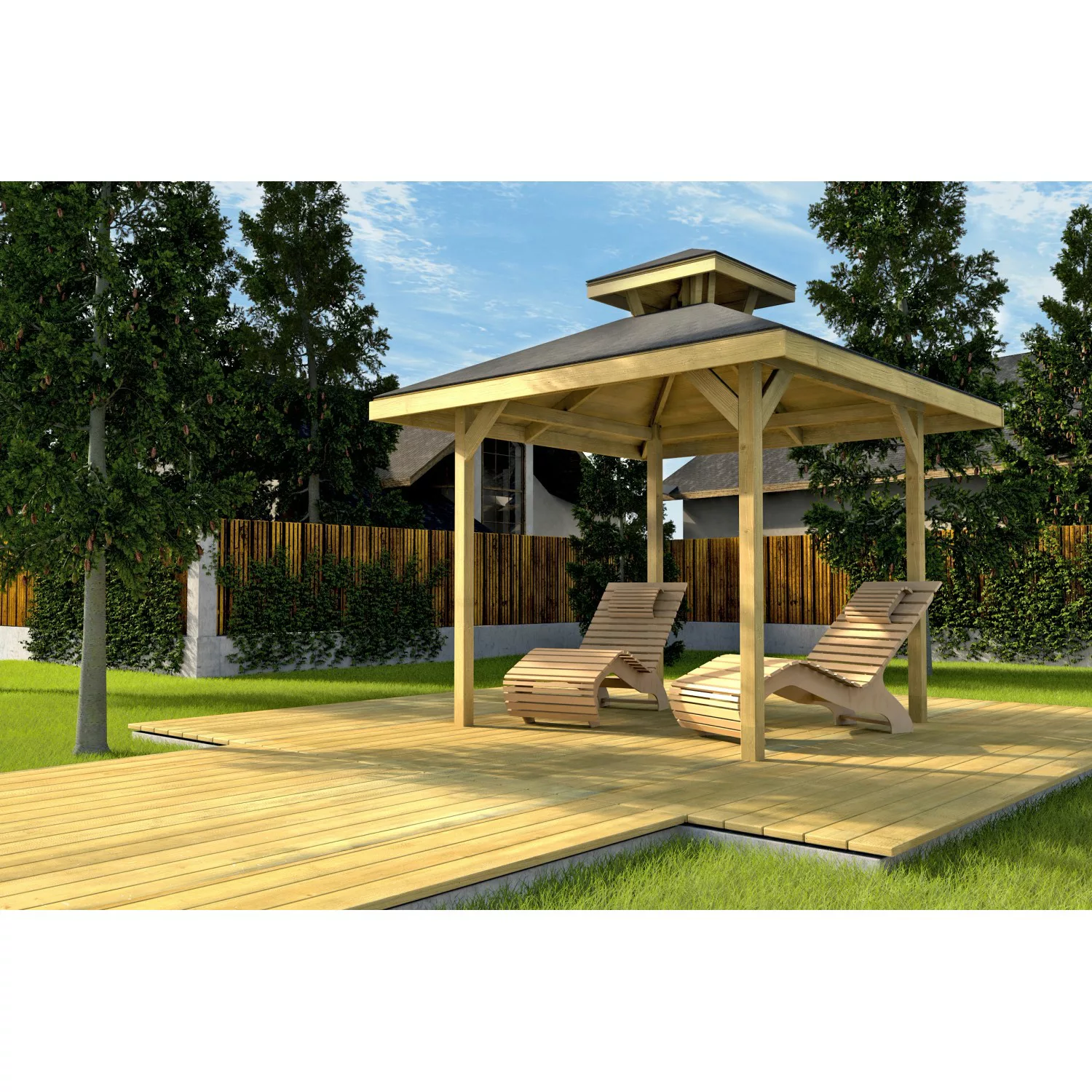 Weka Pavillon Gartenoase 651 Gr. 1 mit Dachaufsatz 294 cm x 294 cm günstig online kaufen