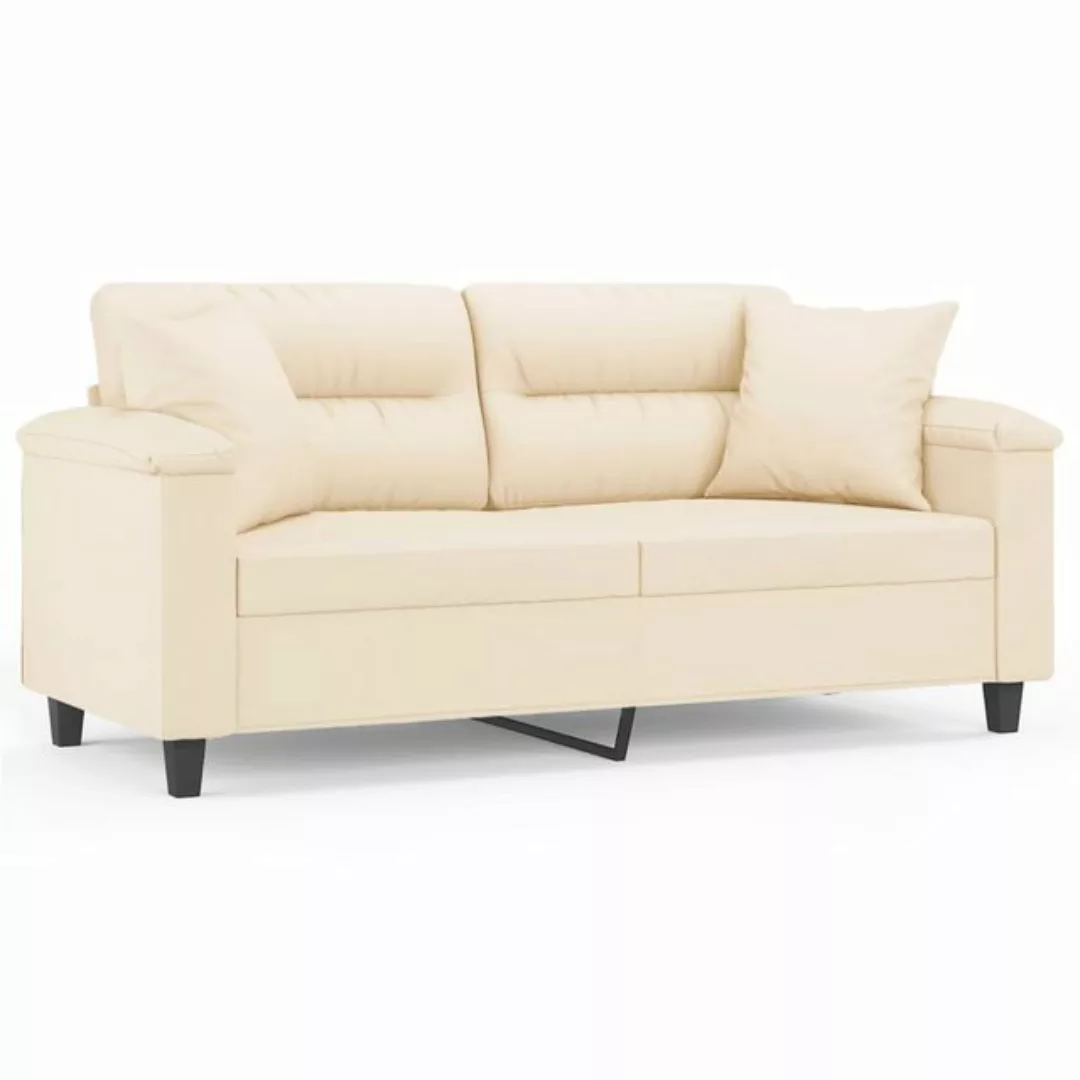 vidaXL Sofa 2-Sitzer-Sofa mit Kissen Beige 140 cm Mikrofasergewebe günstig online kaufen