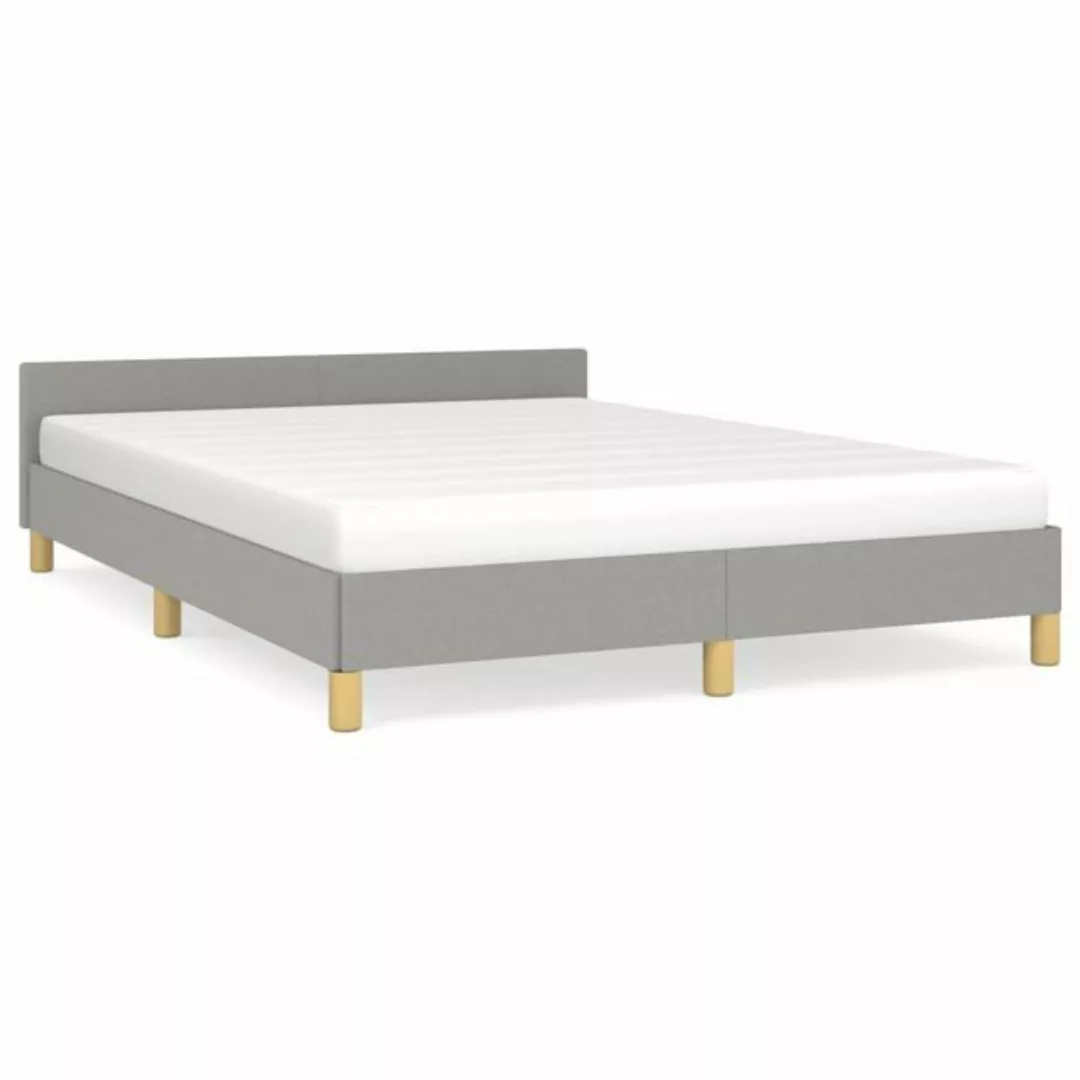 furnicato Bett Bettgestell mit Kopfteil Hellgrau 140x200 cm Stoff günstig online kaufen