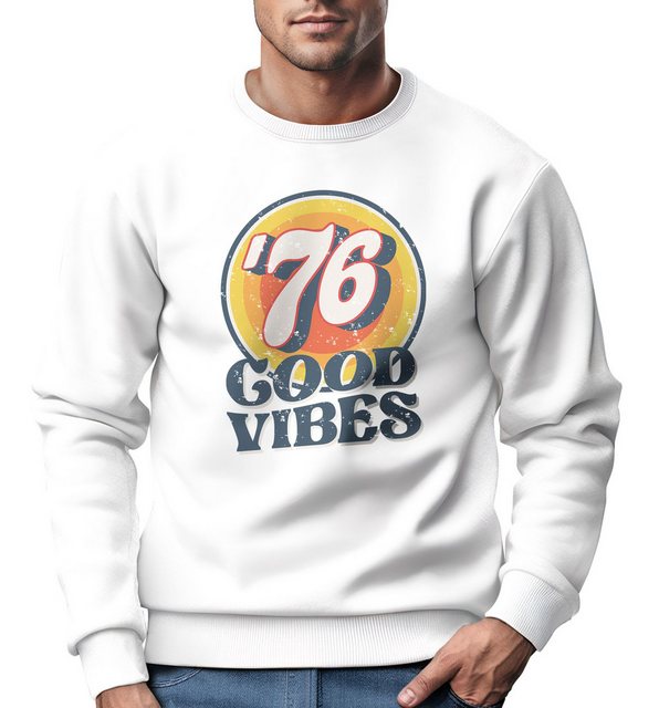 Neverless Sweatshirt Sweatshirt Herren Aufdruck Print Good Vibes Retro Vint günstig online kaufen