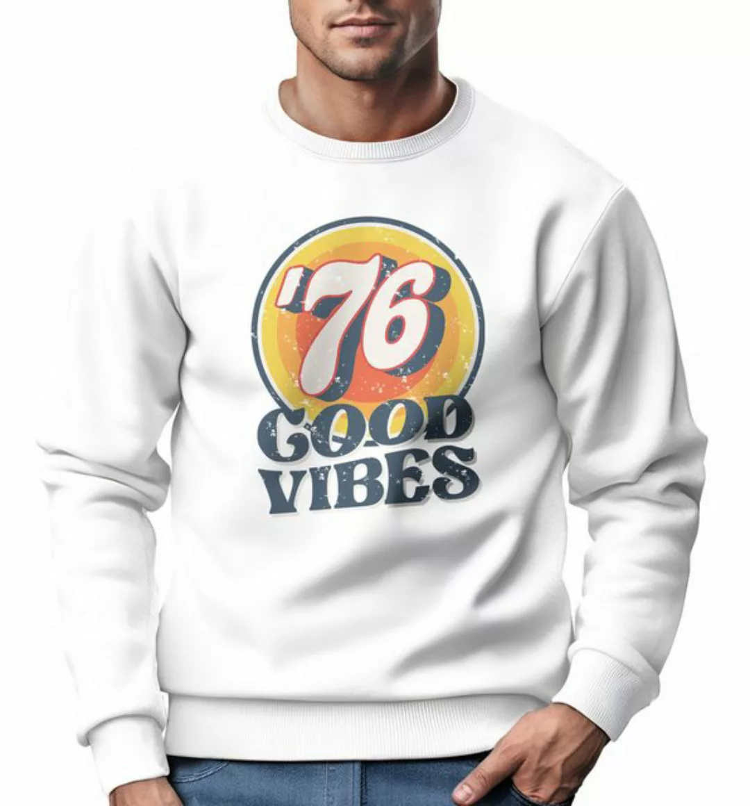 Neverless Sweatshirt Sweatshirt Herren Aufdruck Print Good Vibes Retro Vint günstig online kaufen