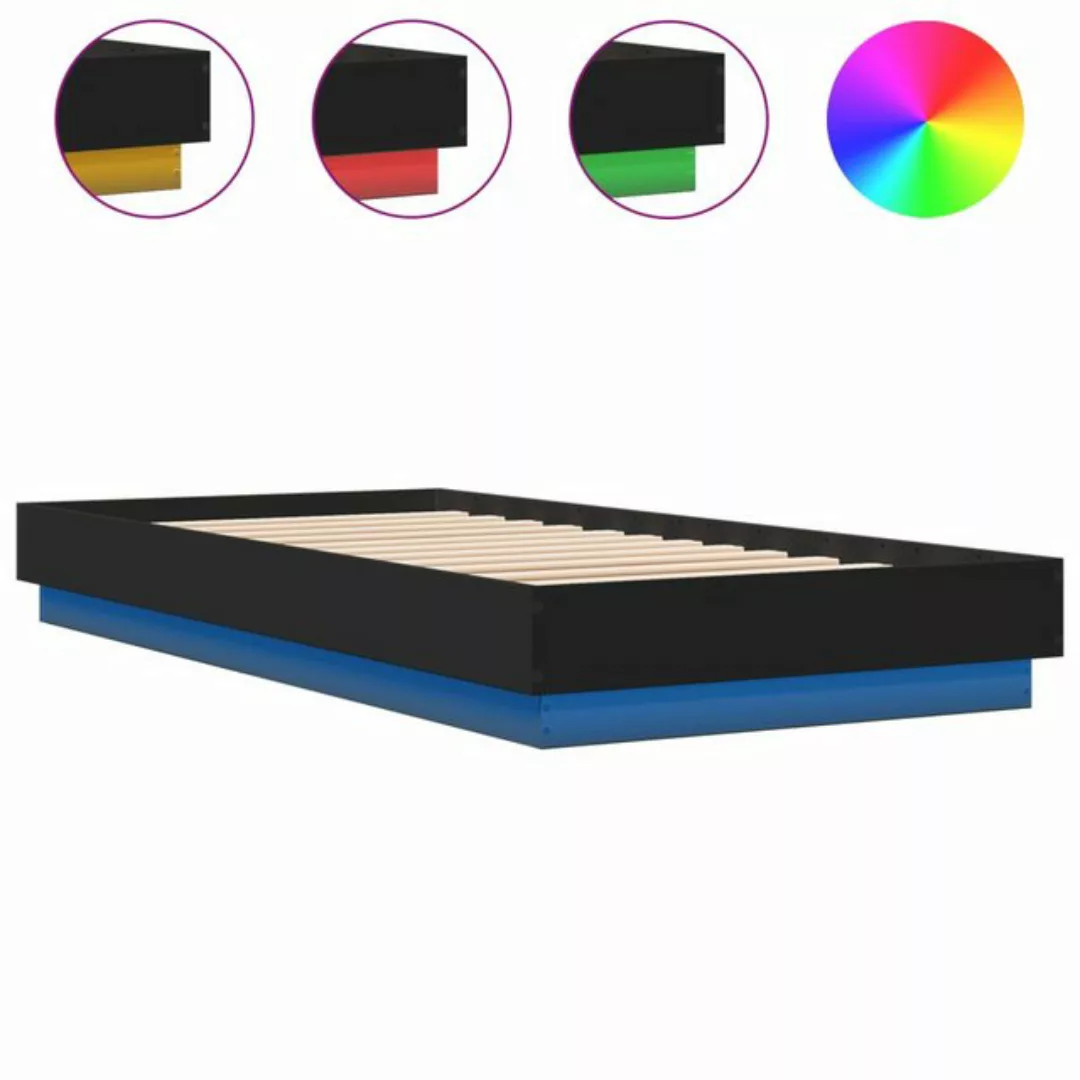 vidaXL Bett Bettgestell mit LED Braun Eiche-Optik 90x200 cm günstig online kaufen