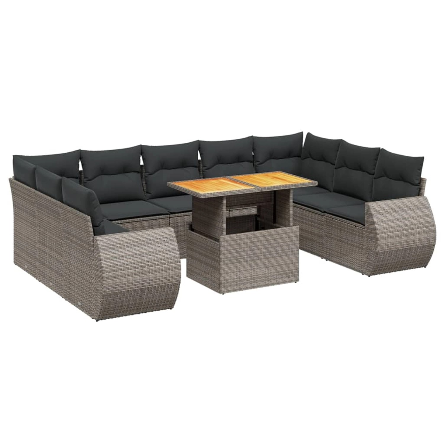 vidaXL 10-Tlg Garten-Sofagarnitur mit Kissen Grau Poly Rattan 3272341 günstig online kaufen
