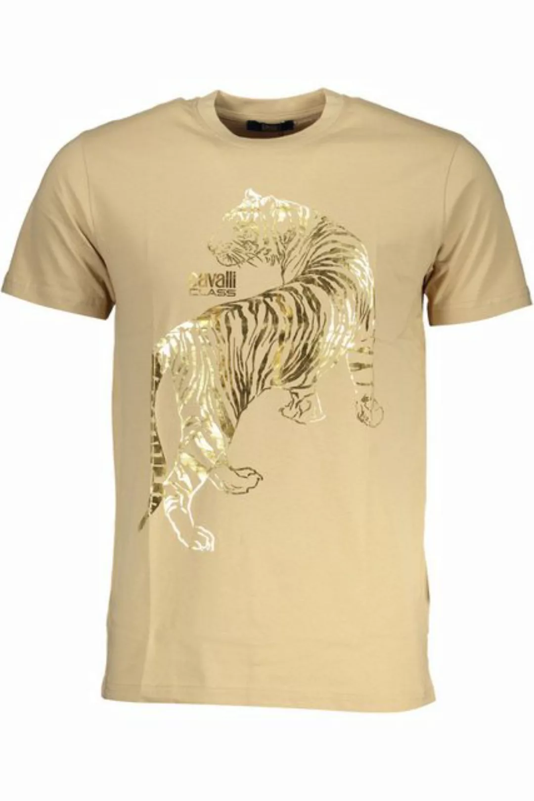 Cavalli Class T-Shirt Elegantes Herren Kurzarm-Tee in Beige mit modernem günstig online kaufen