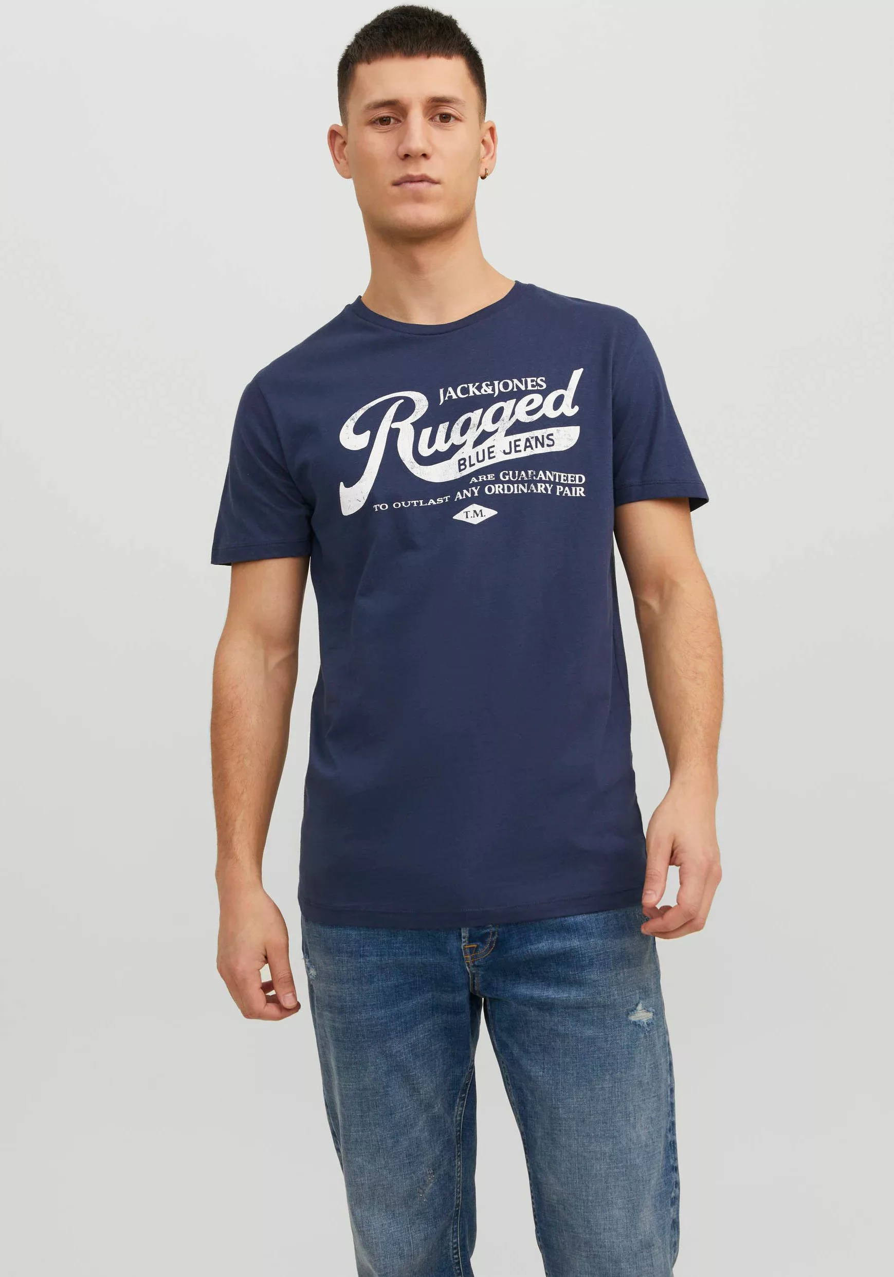 Jack & Jones Herren Rundhals T-Shirt JJEJEANS - Regular Fit günstig online kaufen