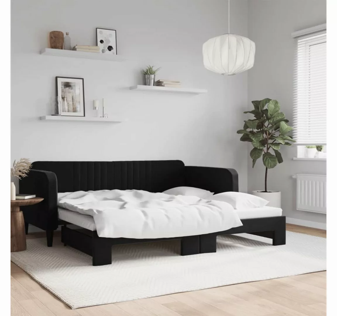 vidaXL Gästebett Gästebett Tagesbett Ausziehbar Schwarz 90x190 cm Samt Bett günstig online kaufen