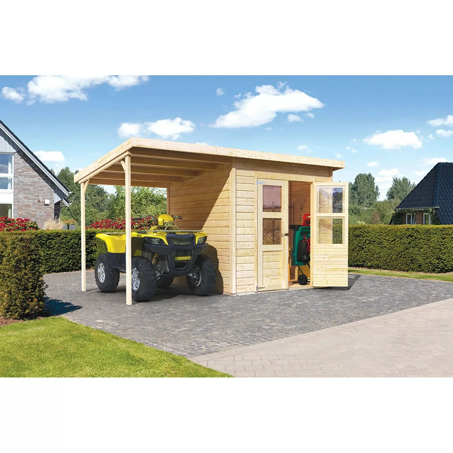 Karibu Holz-Gartenhaus/Gerätehaus Vellinge Natur Unbehandelt 208 cm x 210 c günstig online kaufen