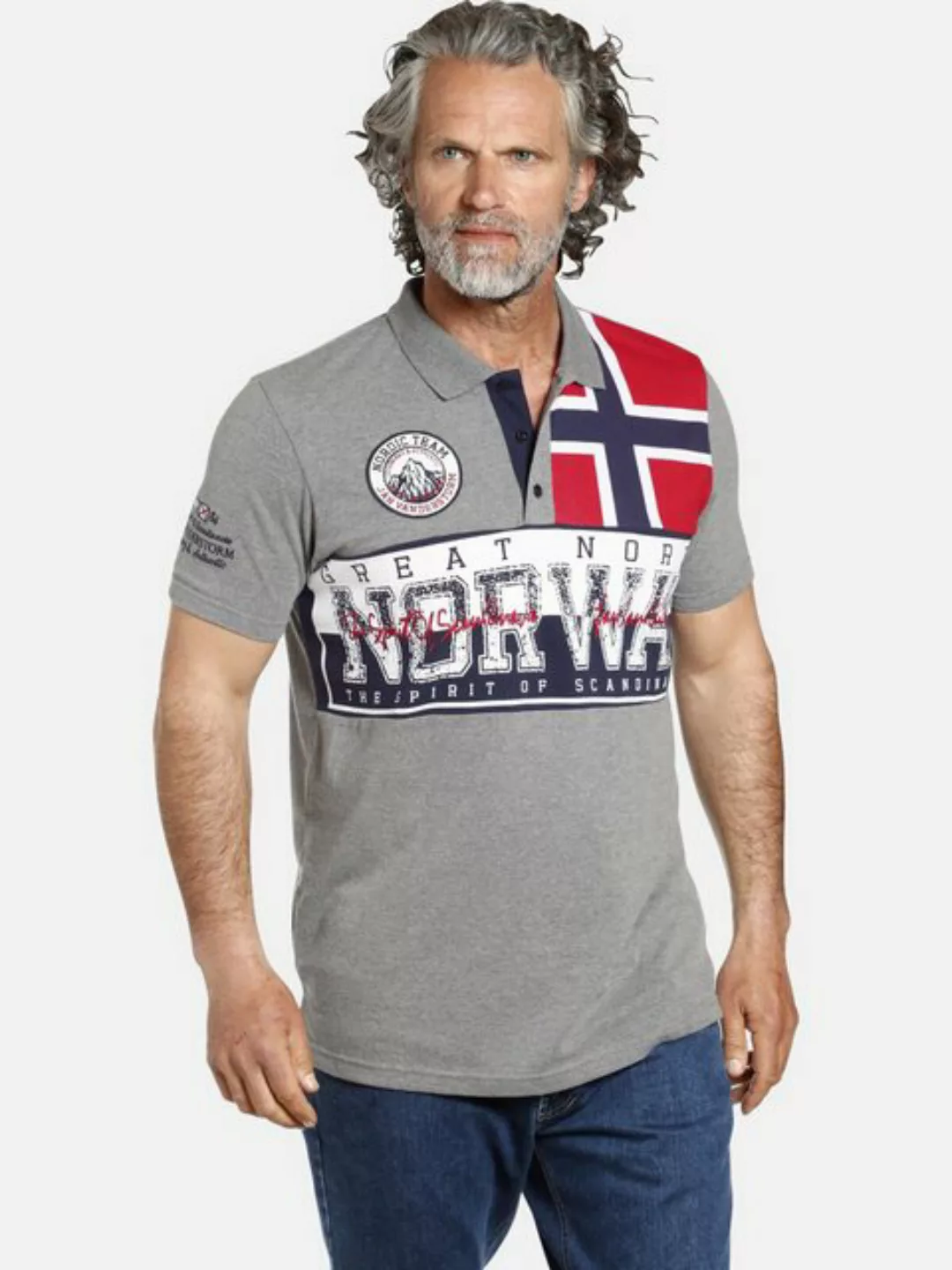 Jan Vanderstorm Poloshirt VILGOT mit Norwegen Print günstig online kaufen
