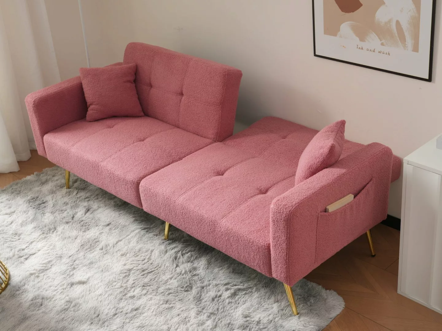 SeedWave Schlafsofa Fleece 3-Sitzer Sofa mit Schlaffunktion, Unabhängig ver günstig online kaufen