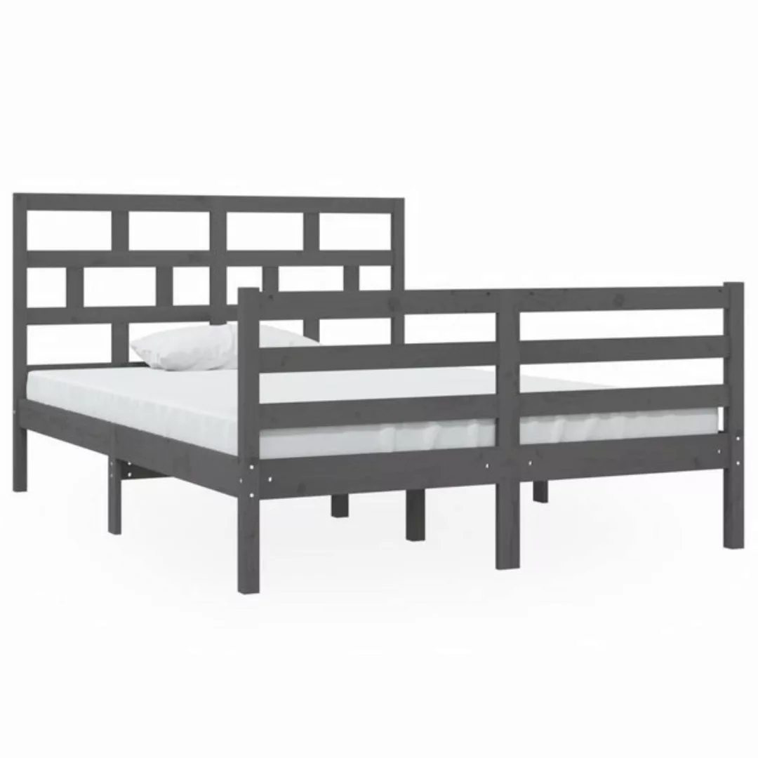 furnicato Bett Massivholzbett Grau 135x190 cm günstig online kaufen