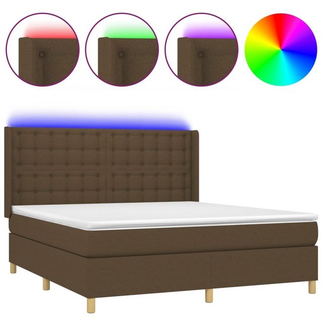 vidaXL Boxspringbett Boxspringbett mit Matratze LED Dunkelbraun 160x200 cm günstig online kaufen