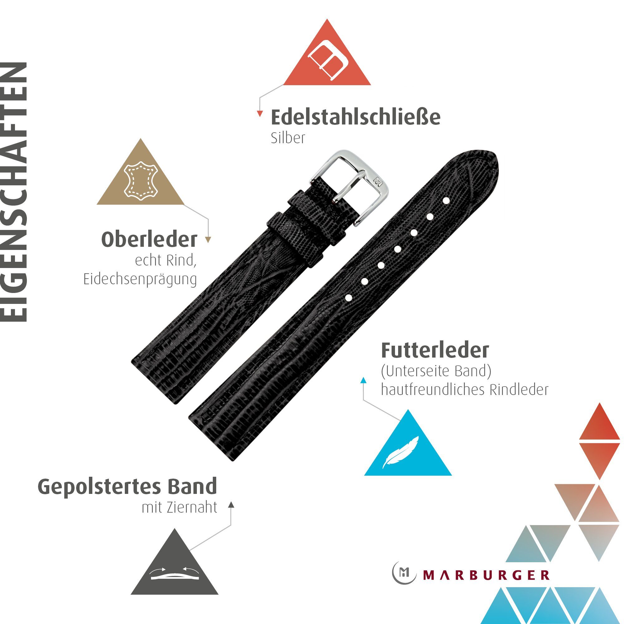 MARBURGER Uhrenarmband 8mm Leder Eidechse (Teju) günstig online kaufen