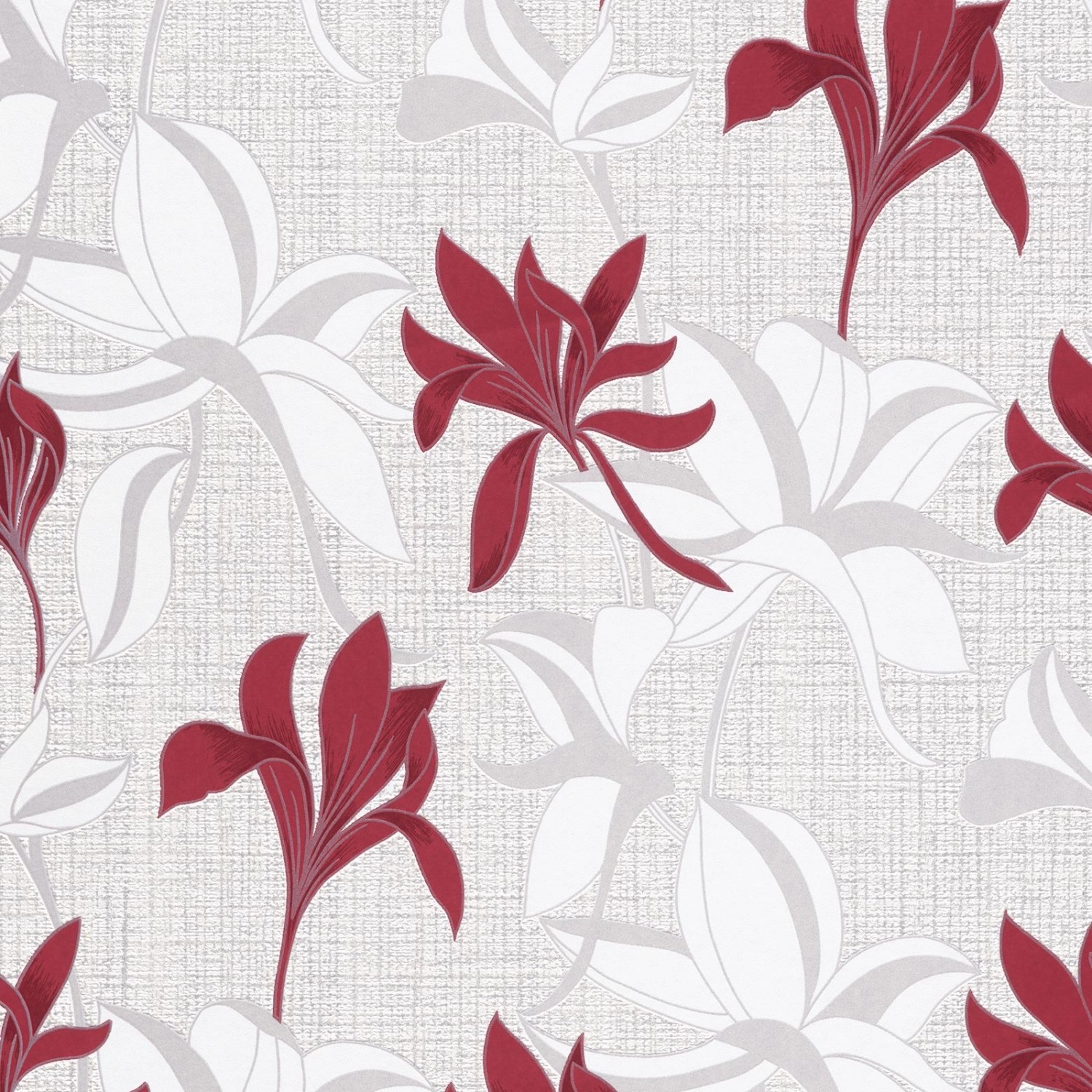 Bricoflor Lilien Tapete in Leinenoptik Vlies Blumentapete in Rot Weiß Ideal günstig online kaufen