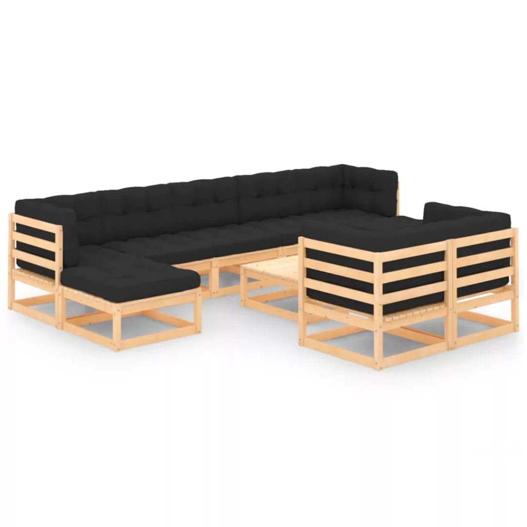 Vidaxl 10-tlg. Garten-lounge-set Anthrazit-kissen Massivholz Kiefer günstig online kaufen