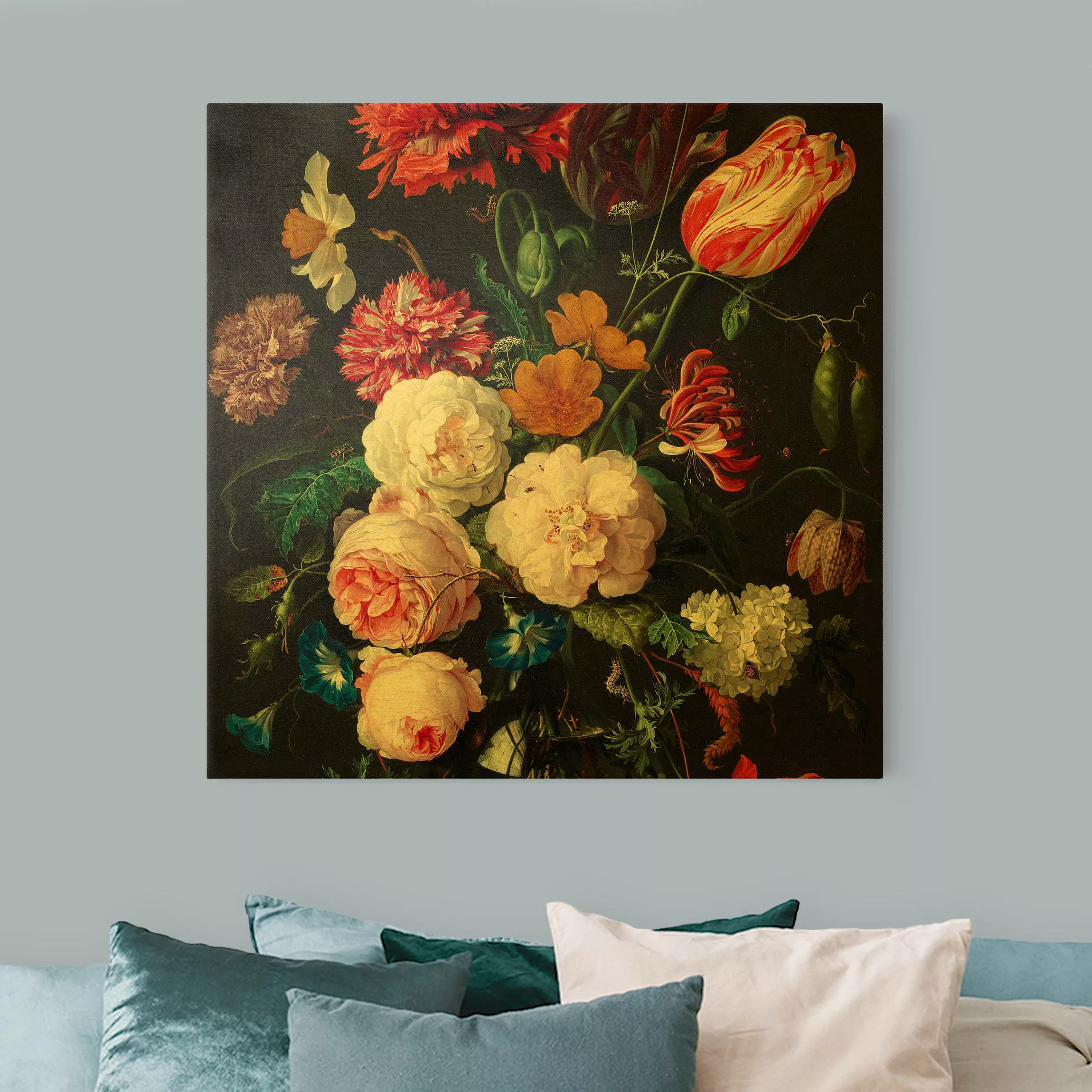 Leinwandbild Gold Jan Davidsz de Heem - Stillleben mit Blumen in einer Glas günstig online kaufen