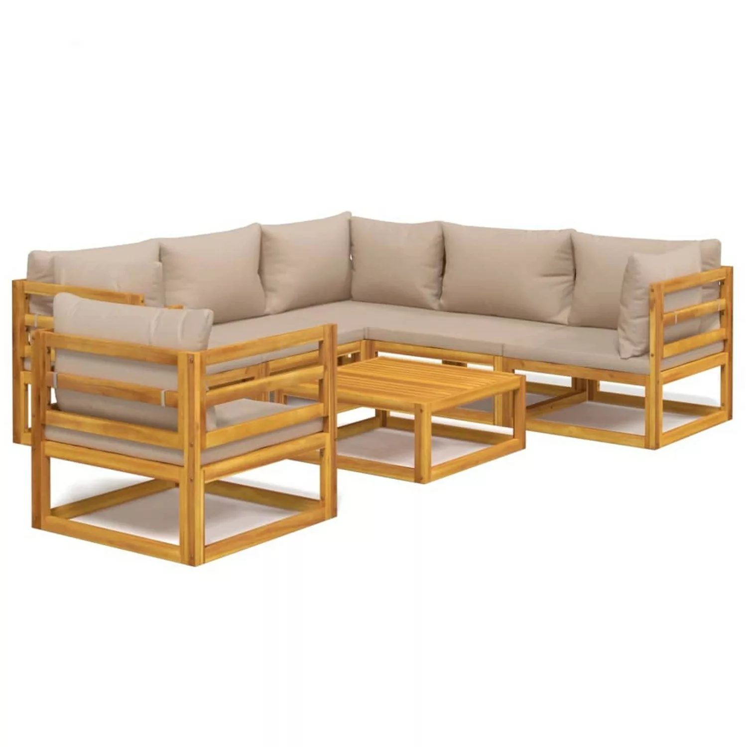 Vidaxl 7-tlg. Garten-lounge-set Mit Taupe Kissen Massivholz günstig online kaufen