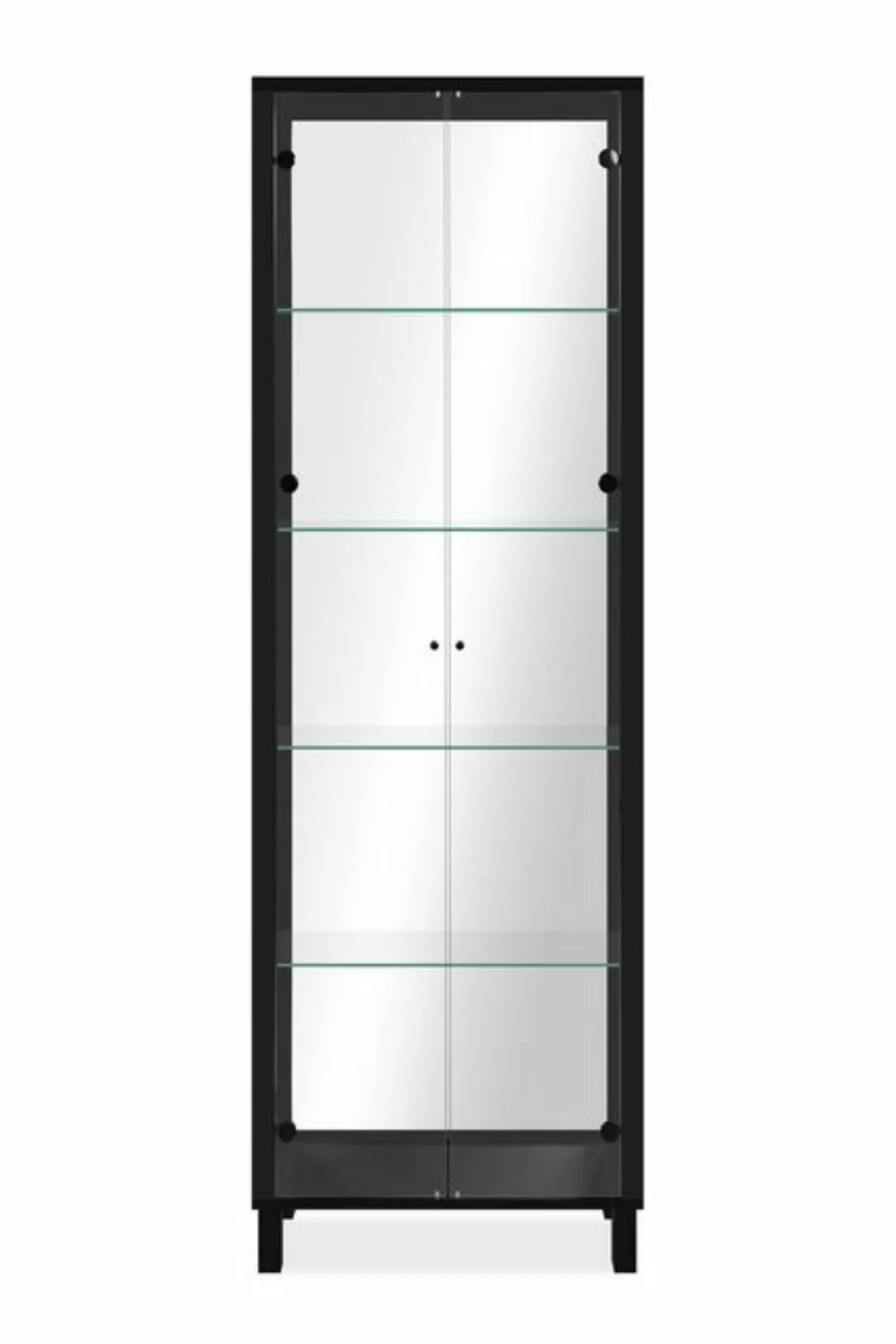 Finori Glasvitrine 2 Türen, Spiegelrückwand, Klar-Glas / Schwarz - 62x189x3 günstig online kaufen