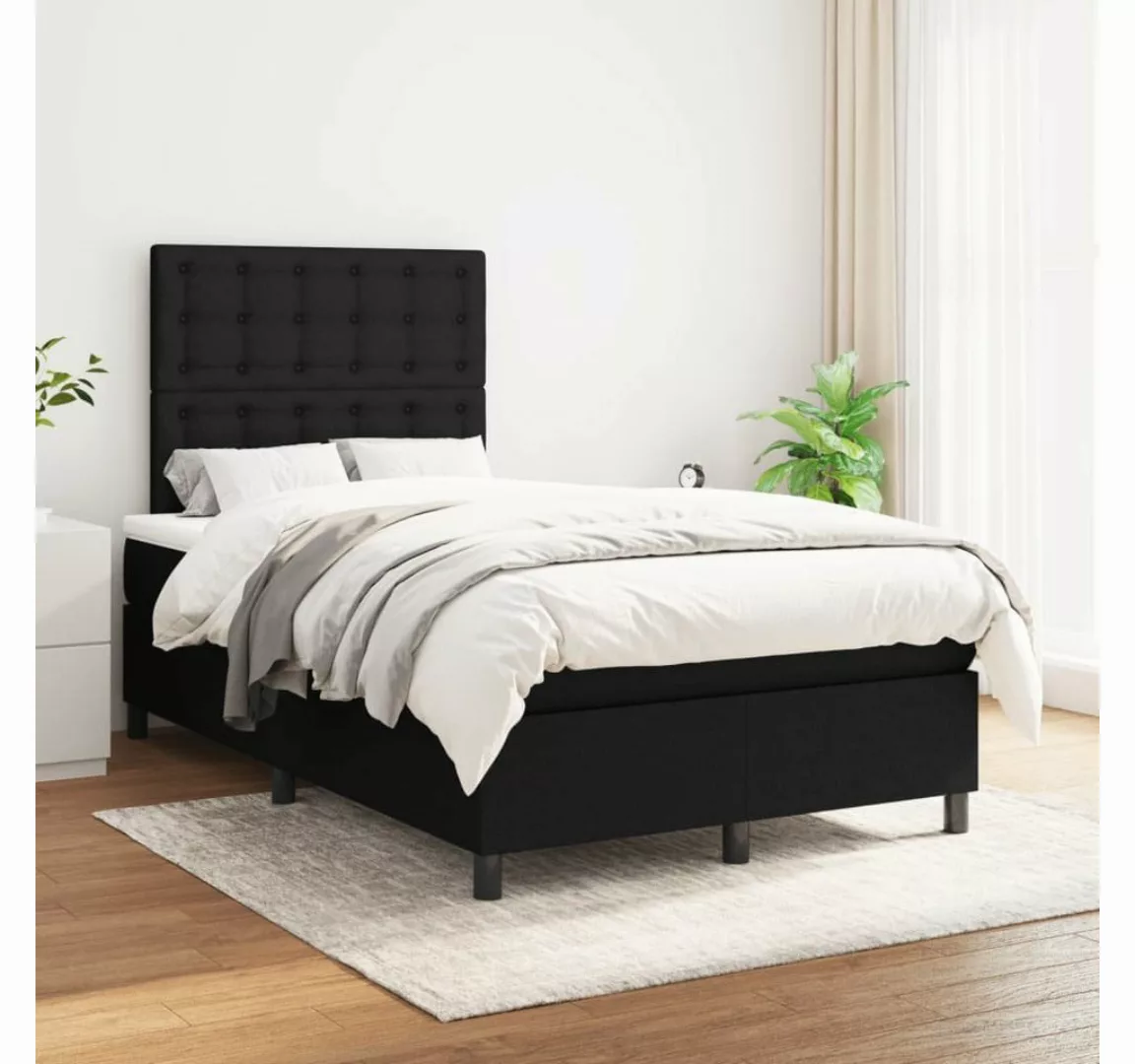 furnicato Bett Boxspringbett mit Matratze Schwarz 120x200 cm Stoff günstig online kaufen