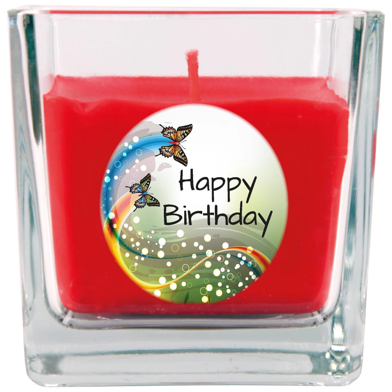 HS Candle Duftkerze & Glas Happy Birthday Viereck Rose Schmetterling günstig online kaufen