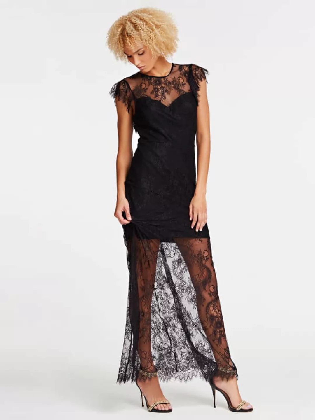 Langes Kleid Details Spitze günstig online kaufen
