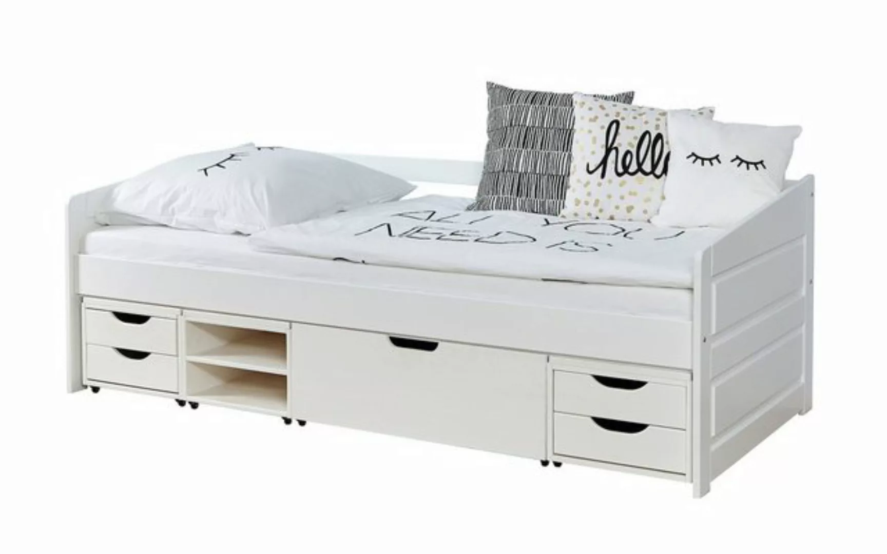 Ticaa Bettgestell Sofabett Micki 90x200 Buche Weiß günstig online kaufen