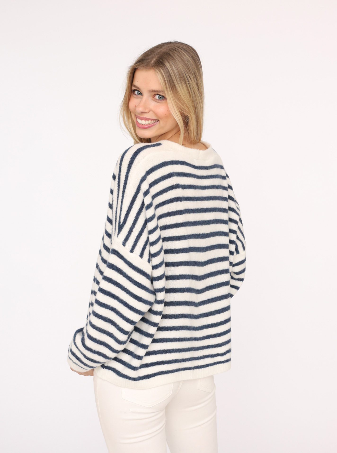 Zwillingsherz Strickjacke "Streifen" One Size, Loose-Fit, günstig online kaufen