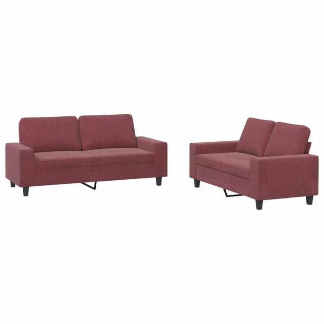 vidaXL Sofa 2-tlg. Sofagarnitur Weinrot Stoff günstig online kaufen