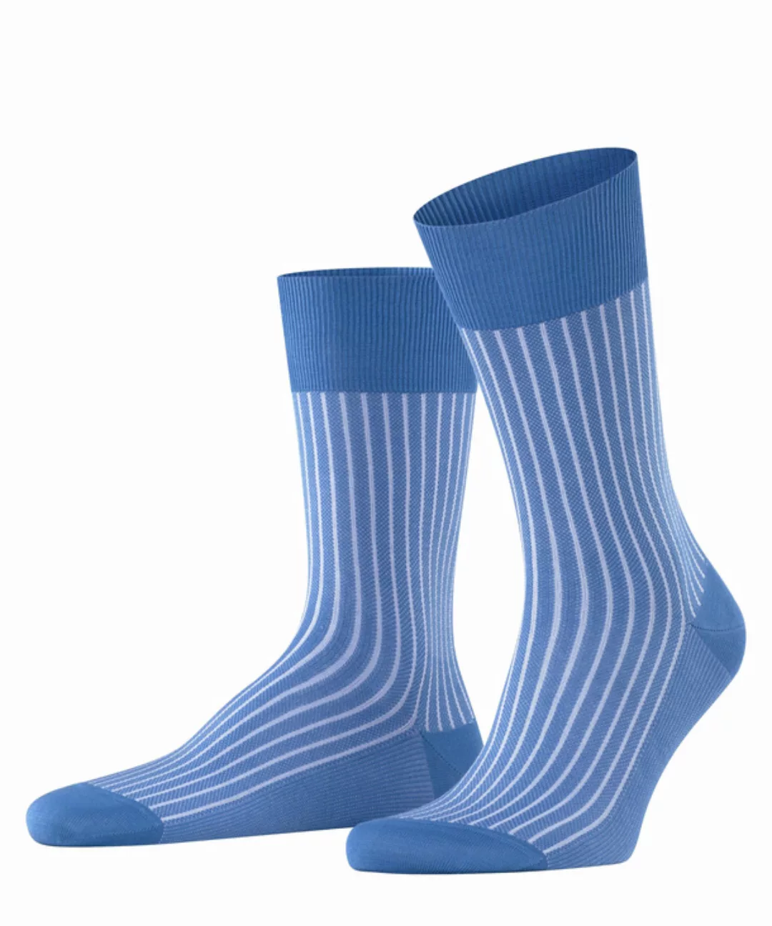FALKE Oxford Stripe Herren Socken, 47-48, Blau, Rippe, Baumwolle, 13379-632 günstig online kaufen
