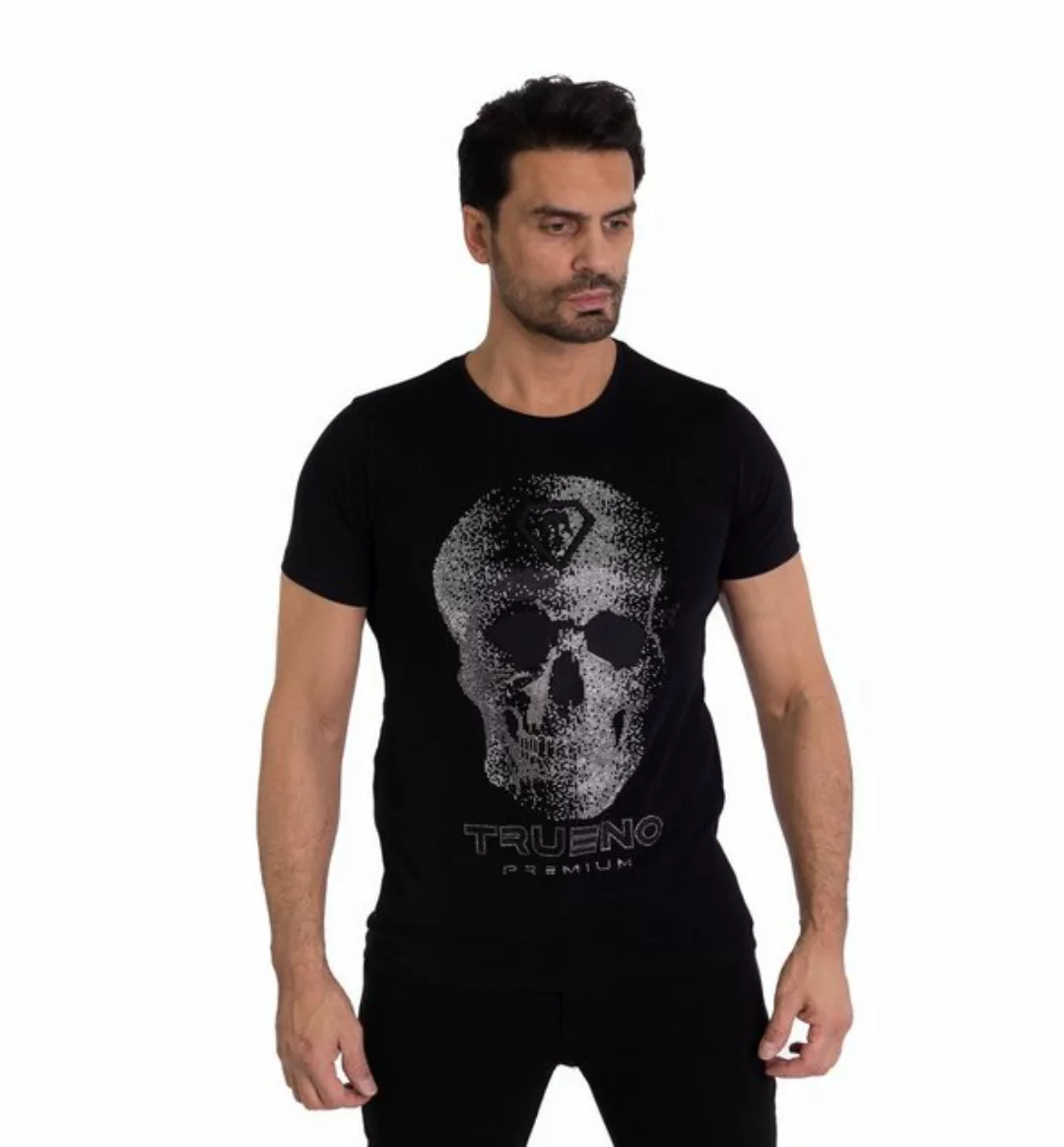 TRUENO T-Shirt Slim Fit Herren-T-Shirt mit Strass-Totenkopf Schwarz S günstig online kaufen