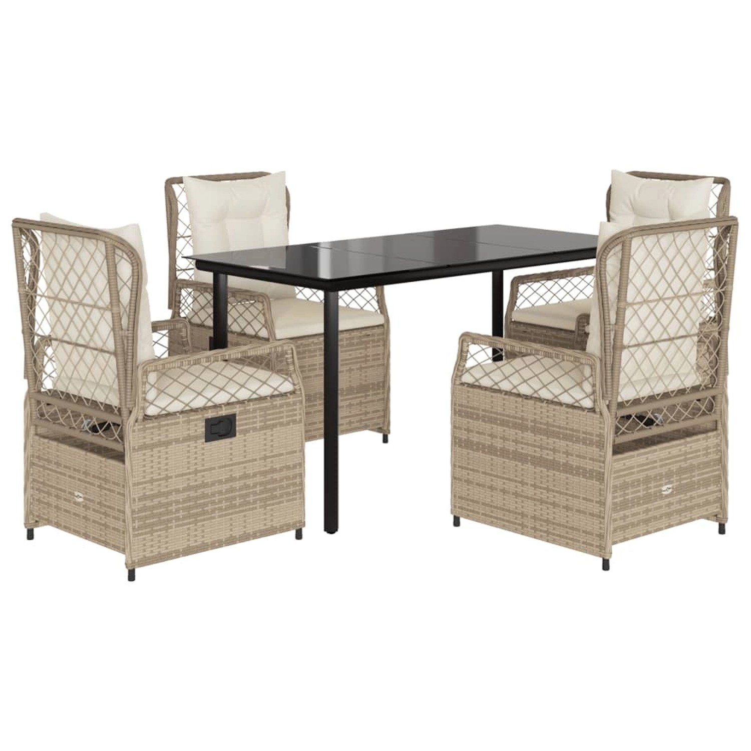 vidaXL 5-Tlg Garten-Essgruppe mit Kissen Beige Poly Rattan 3263022 günstig online kaufen