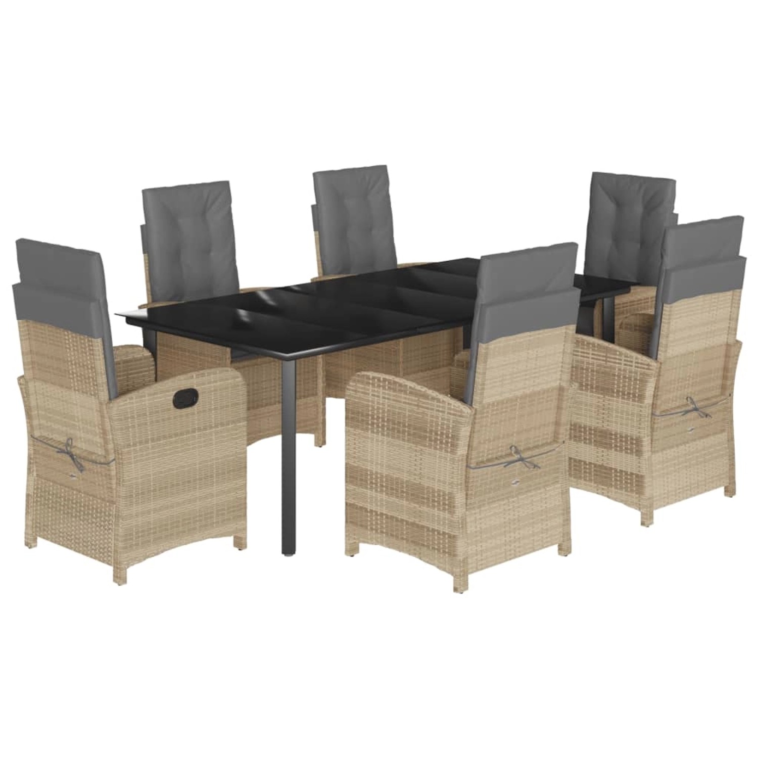 vidaXL 7-Tlg Garten-Essgruppe mit Kissen Beigemischung Poly Rattan 3212407 günstig online kaufen