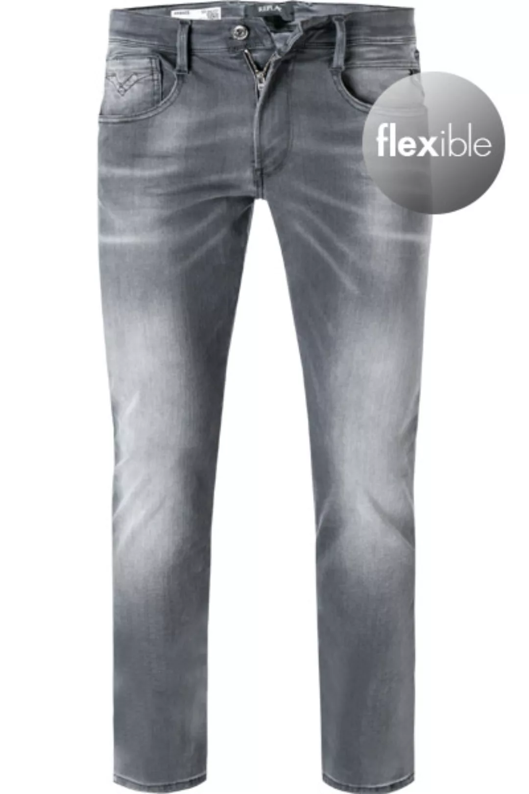 Replay Herren Jeans Anbass - Slim Fit - Grau - Medium Grey Hyperflex Denim günstig online kaufen