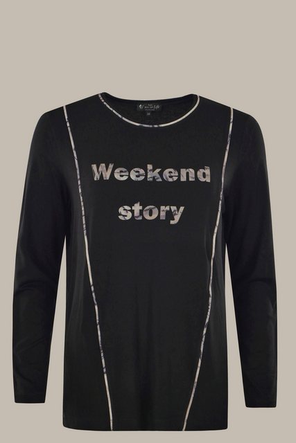 Hajo Blusenshirt Damen Shirt mit Paspel Wording "JOY OF Life Weekend günstig online kaufen