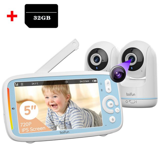 Boifun Babyphone 5" Babyphone mit 2 Kamera Temperaturüberwachung Wiegenlied günstig online kaufen