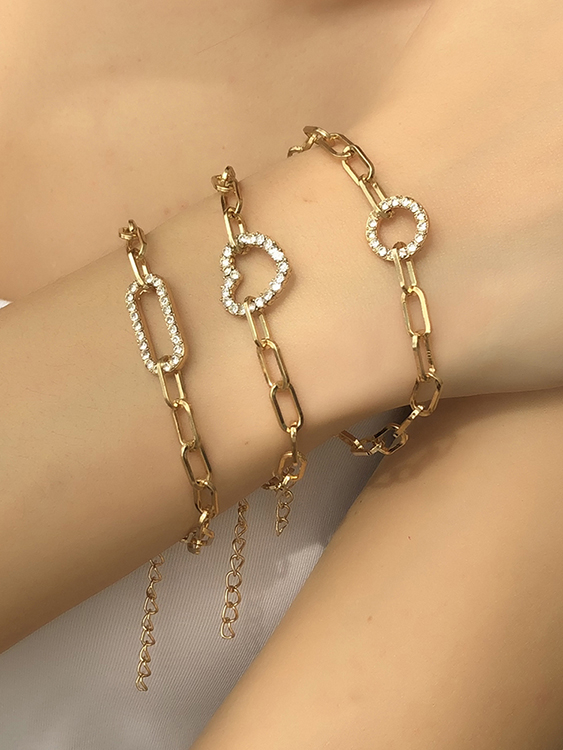 3 Stück Gold Geometrische Kettendesign Armbänder günstig online kaufen