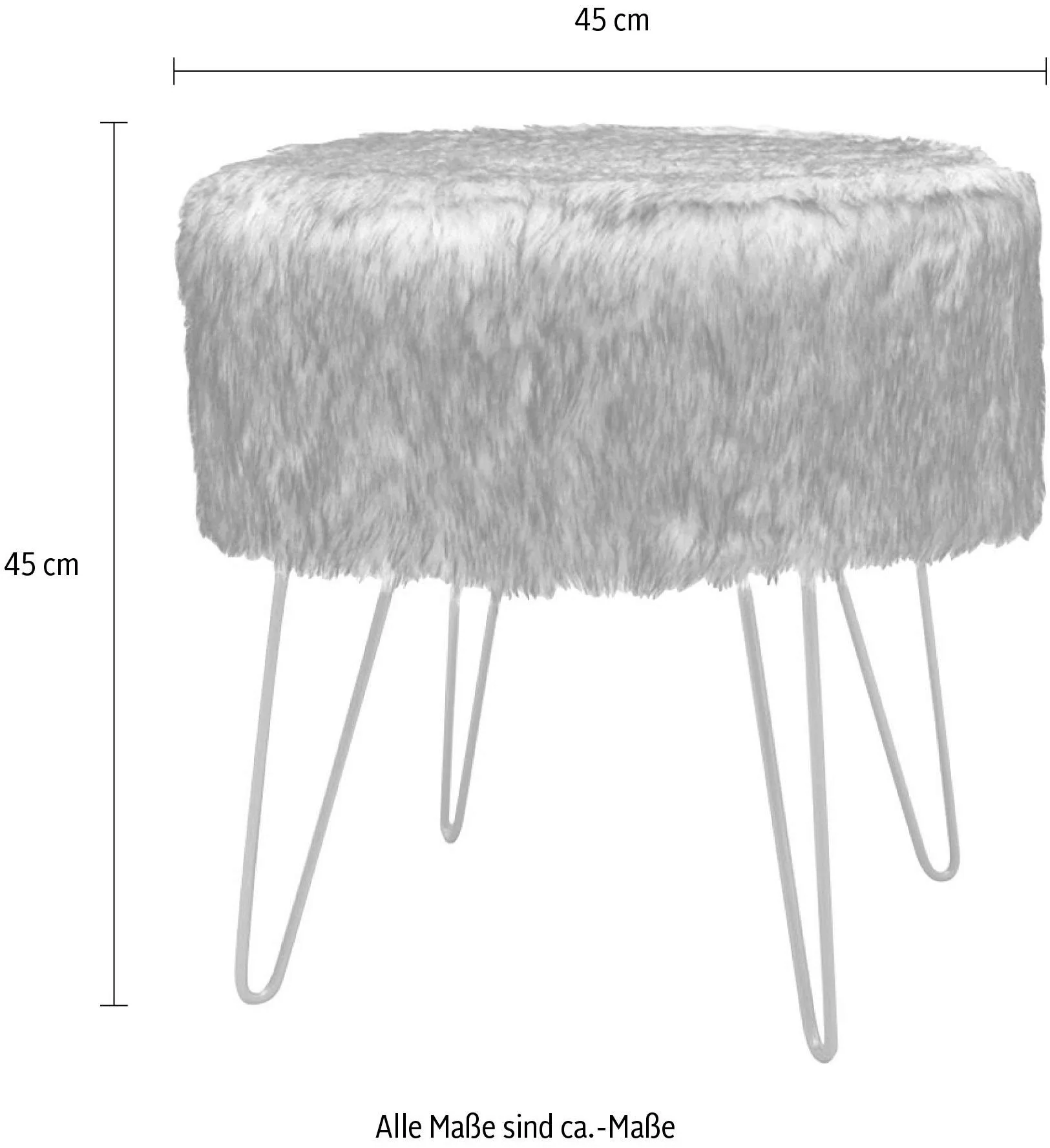 Kayoom Hocker "Mio 1, Fellhocker in modernem Design, runde Form mit Metallb günstig online kaufen