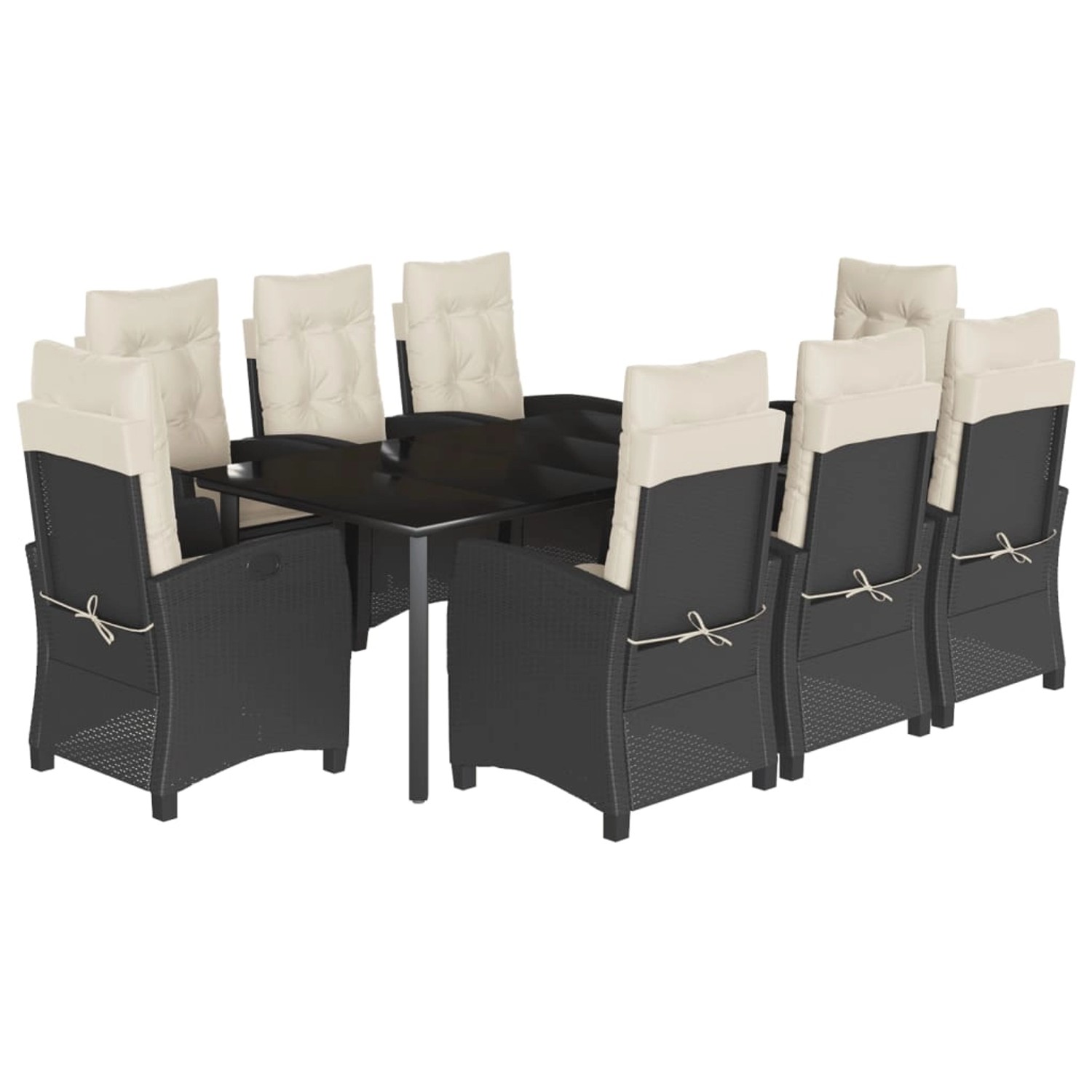 vidaXL 9-Tlg Garten-Essgruppe mit Kissen Schwarz Poly Rattan 3212741 günstig online kaufen