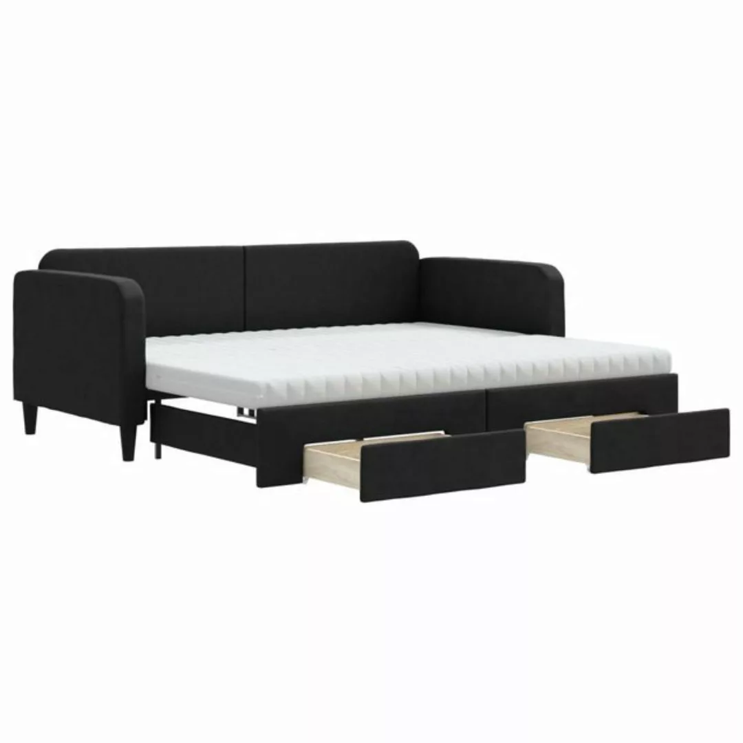 vidaXL Gästebett Gästebett Tagesbett Ausziehbar mit Schubladen Schwarz 90x2 günstig online kaufen