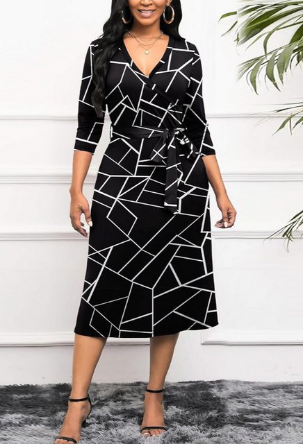 CHENIN Bodykleid Elegantes Pendlerkleid mit halben Ärmeln (Geometrisches Mi günstig online kaufen