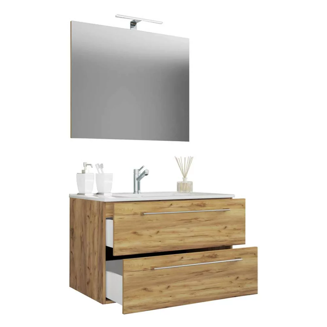 Badezimmermöbelset mit Spiegel in modernem Design 46 cm tief (zweiteilig) günstig online kaufen