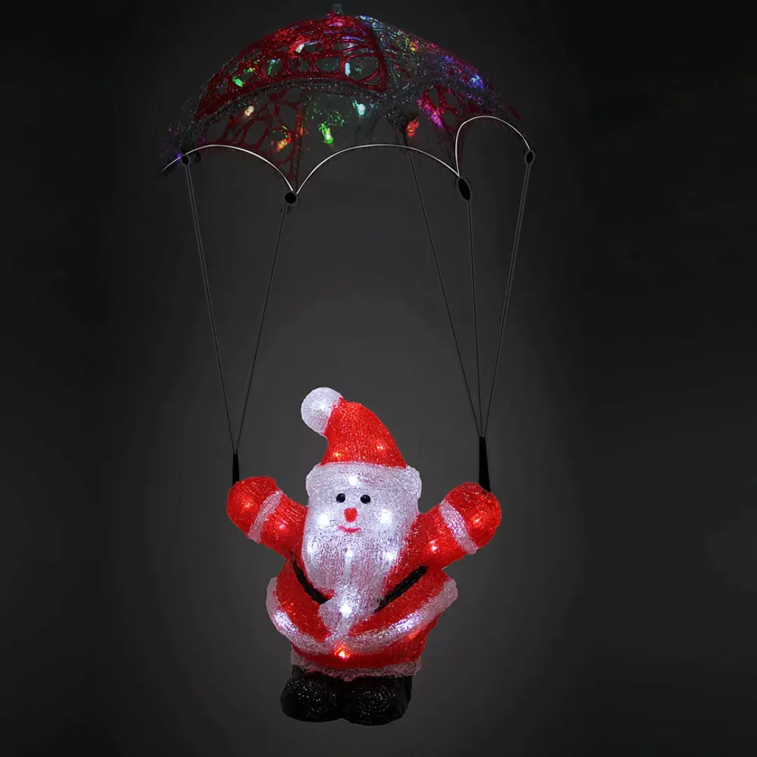 LED Acryl Figur Weihnachtsmann mit Fallschirm günstig online kaufen