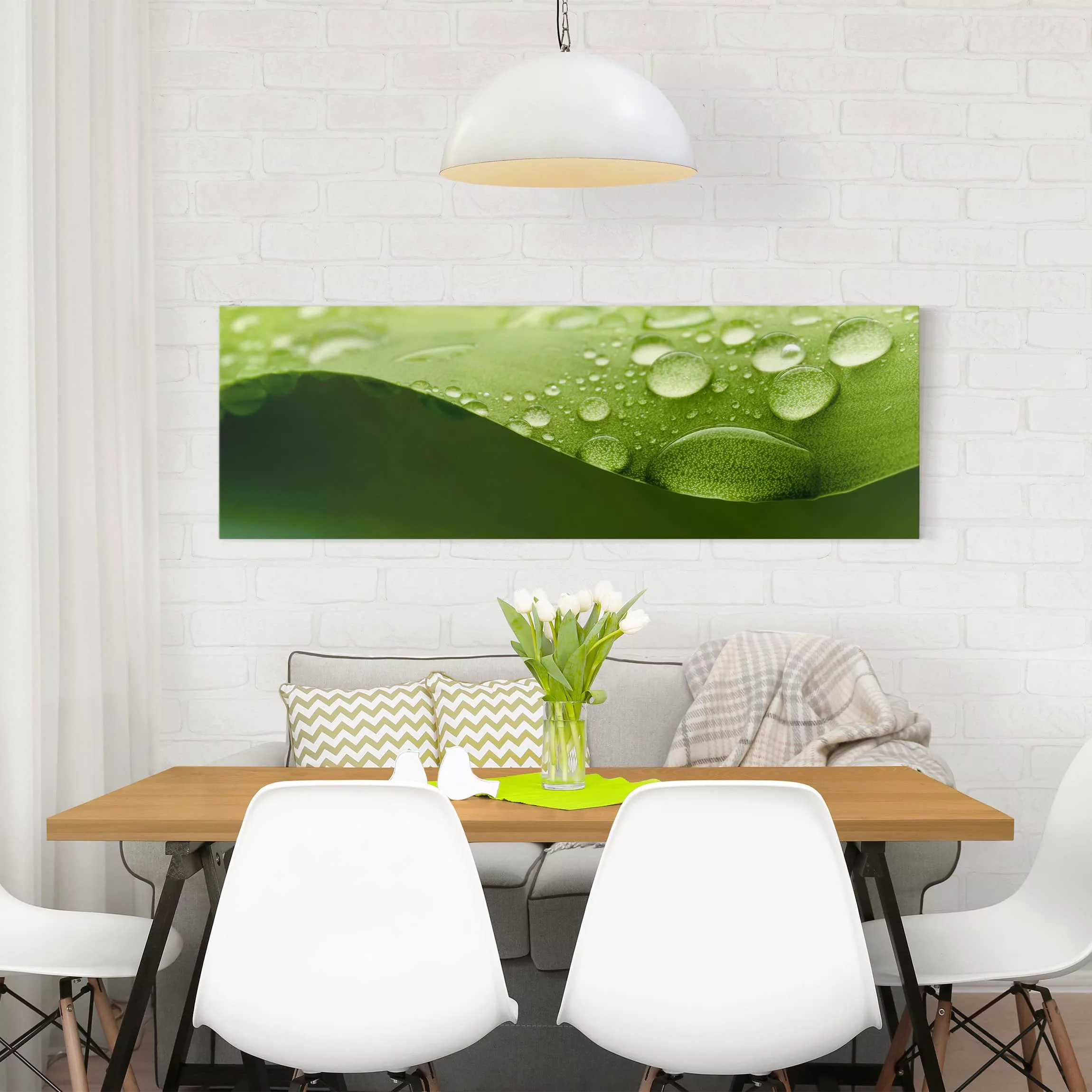 Leinwandbild Blumen - Panorama Drops of Nature günstig online kaufen