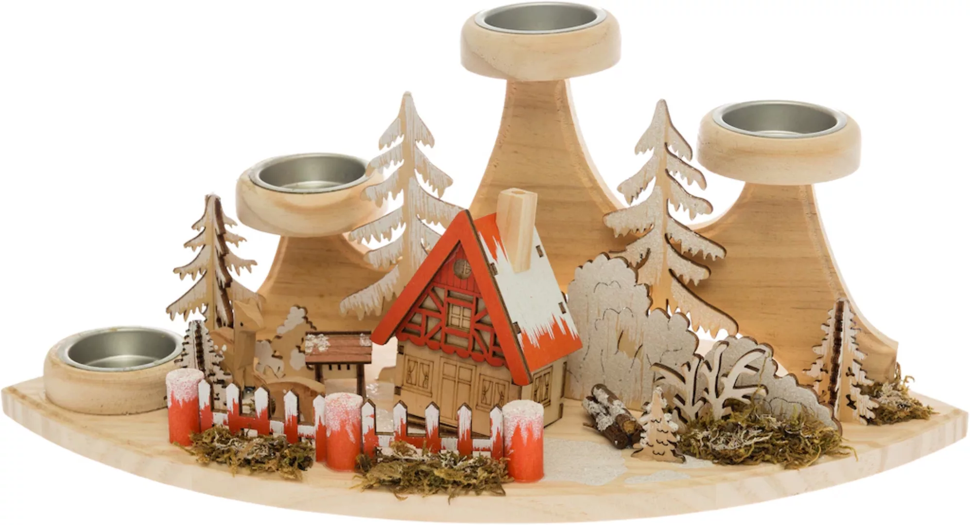 my home Teelichthalter "Weihnachtsdeko", (1 St.), Winterlandschaft aus Holz günstig online kaufen