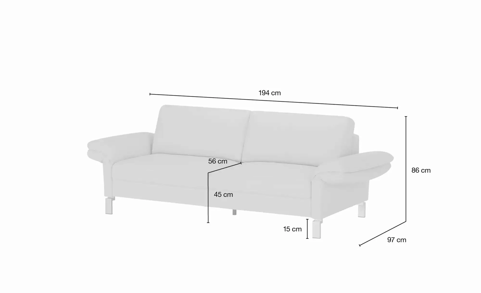 Max Schelling Einzelsofa aus Echtleder Maximum ¦ braun ¦ Maße (cm): B: 194 günstig online kaufen