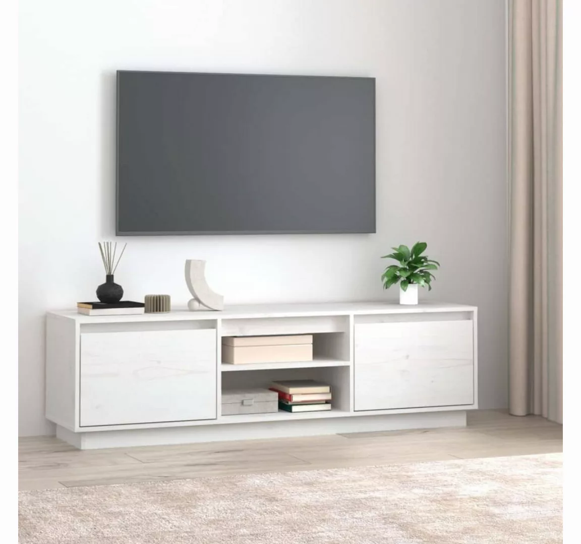 vidaXL TV-Schrank TV-Schrank Weiß 140x35x40 cm Massivholz Kiefer günstig online kaufen
