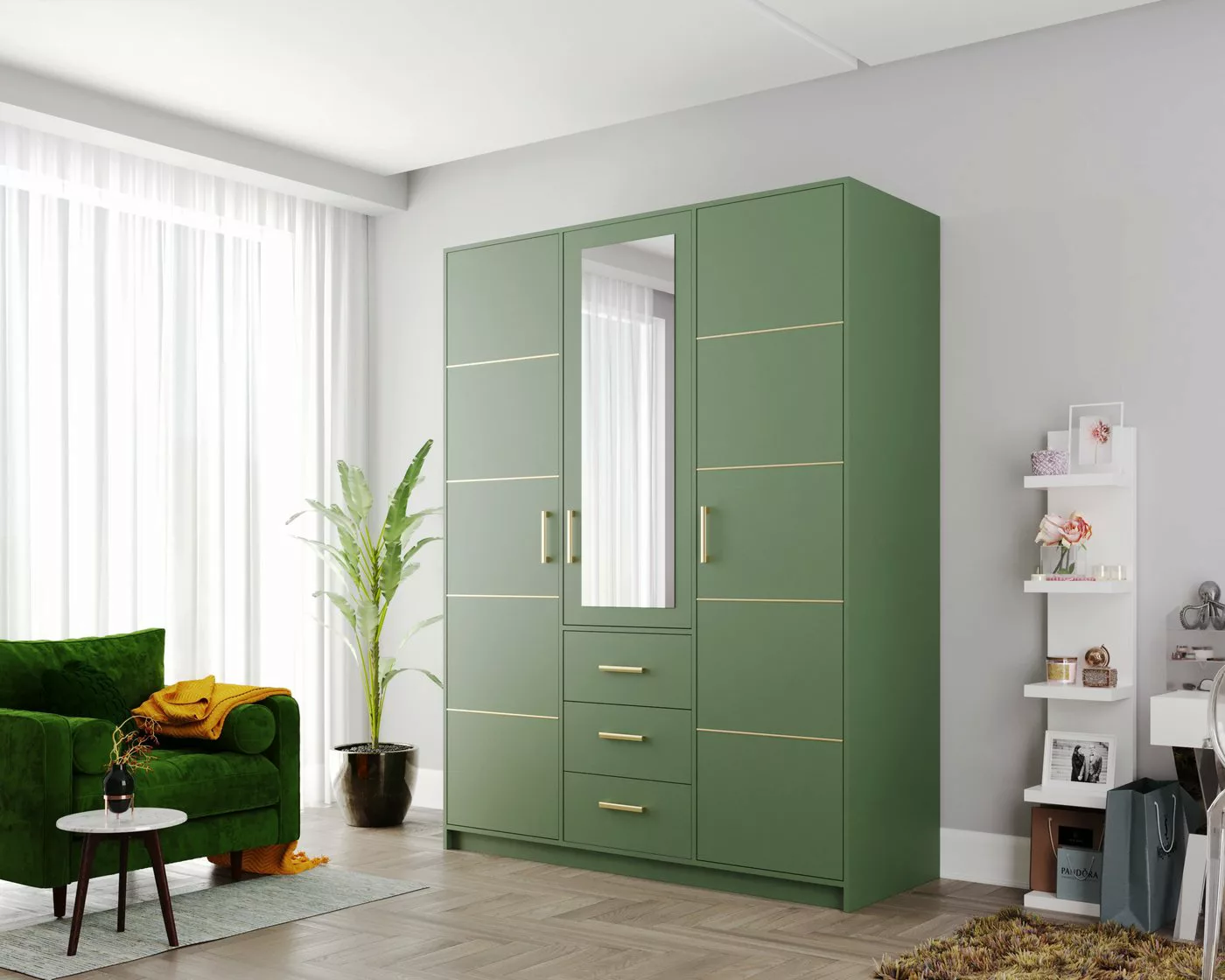 Beautysofa Kleiderschrank Kleiderschrank mit Spiegel BALID D3 günstig online kaufen