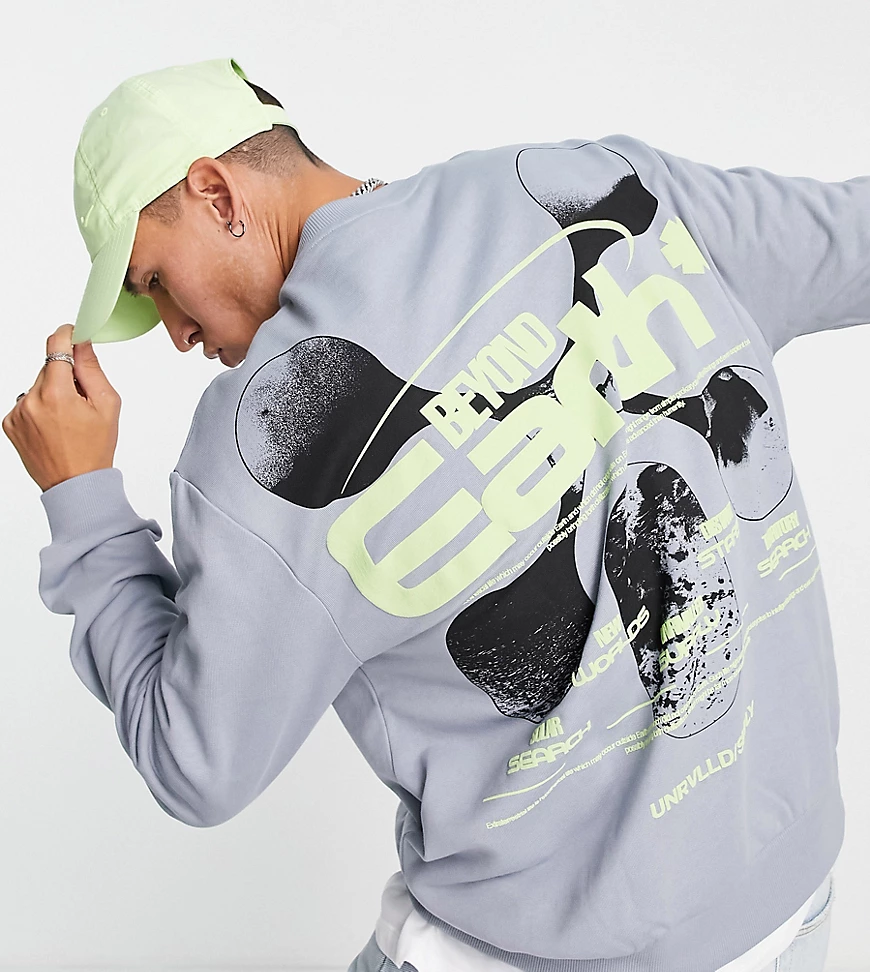 ASOS – Unrvlld Spply – Oversize-Sweatshirt in Grau mit mehreren „Earth“-Gra günstig online kaufen