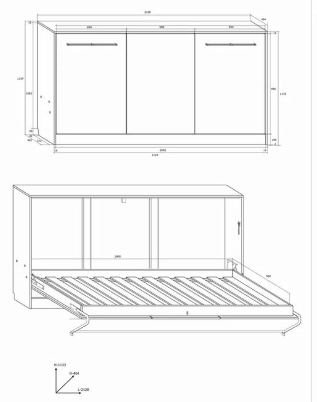 Domando Schrankbett Schrankbett Vercelli Breite 212cm, ausklappbare Liegefl günstig online kaufen