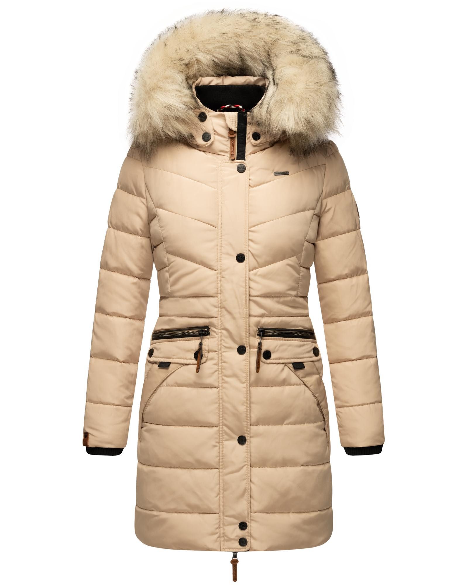 Navahoo Steppmantel "Paula", stylischer Winter Parka m. edlem Fellimitat günstig online kaufen