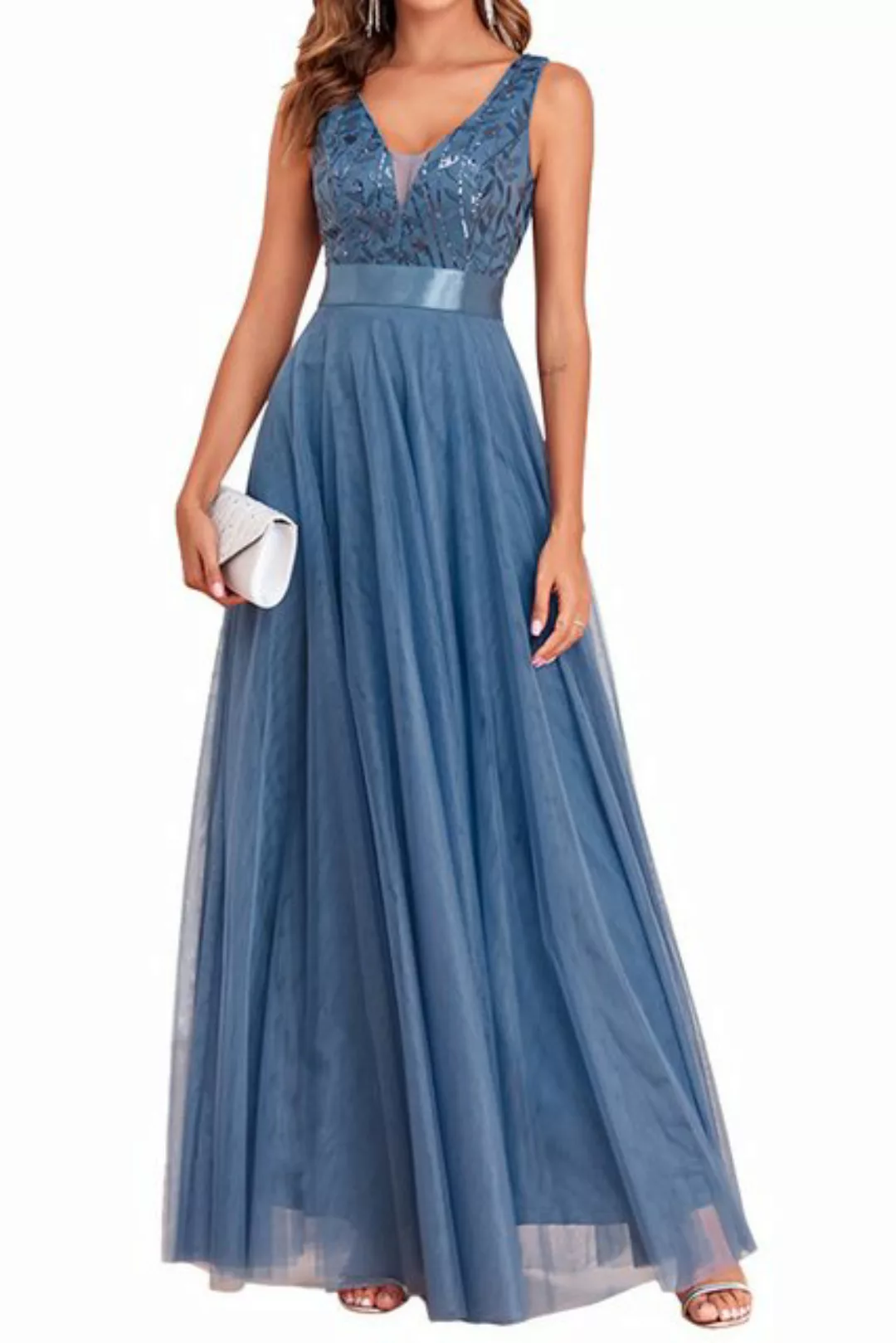 ENIX Abendkleid Formelles Abendkleid für Damen mit Pailletten und tiefem V- günstig online kaufen